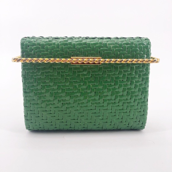 Vintage Green & Gold Rodo Wicker Clutch Italy